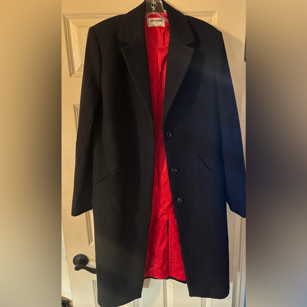 NWOT ZADIG & VOLTAIRE black 100% wool coat.